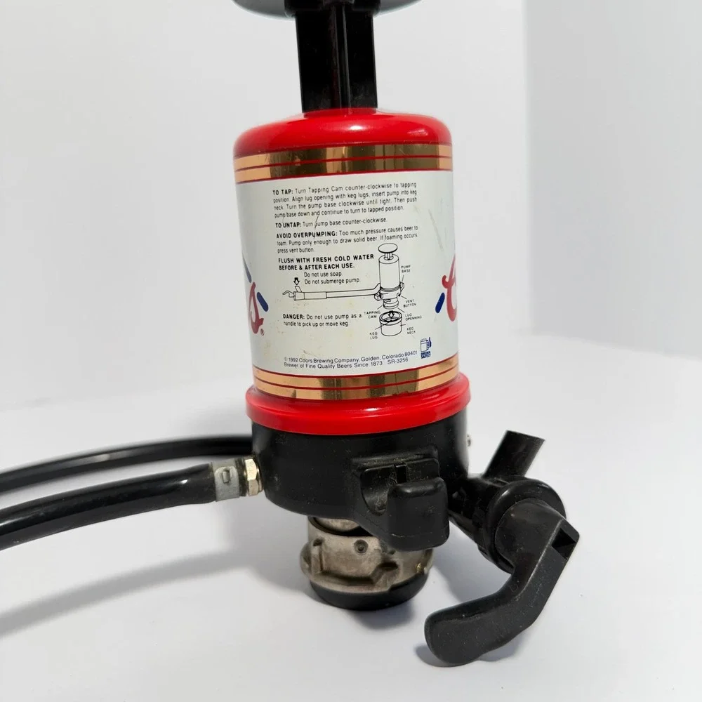 Vintage Coors 1992 Original Beer Keg Party Pump Manual Hand Tap Dispenser Red